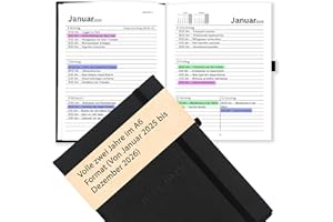 BANDEAX DIN A6 Diary Jan 2025 - Dec 2026 2-Year Calendar in German, Appointment Calendar Weekly Planner, Agenda & Organiser, Weekly Calendar Book Calendar with Faux Leather Hardcover & 120 g/m² Paper