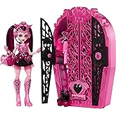 Monster High Skulltimate Secrets Bebek ve Aksesuar Seti, Canavar Gizemleri Draculaura Giydirme Dolabı ve Bebek Kıyafetleri da