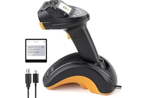 Inateck Czytnik kodów kreskowych Bluetooth,Skaner Kodów 2D 1D,QR Bar Czytnik Kodów z Ekranem i Inteligentną Podstawą,Podwójne moduły CMOS+CCD, Kompatybilny z App SDK,P8