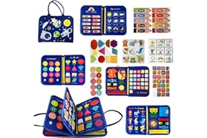 TOMALITHIC Busy Board Jouet Montessori,Jouets D'activité et de Développement pour Enfants,4 Couches Planche Avec Boucles, Fermetures Éclair,Lacets Attendez,pour Enfants Garçons et Filles Âgés de 2 3 4 5 Ans