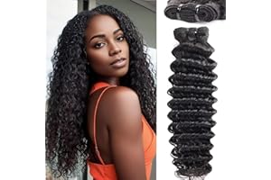 ZEALADY Tissage Cheveux Naturels Bouclés Tissage Bresilien Boucle Naturel Extension Cheveux Naturel Deep Wave Human Hair Bundle Brazilian Virgin Curly Hair For Women 16 Inch （40cm)