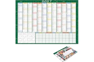 Årskalender vägg storlek tjockt dubbelsidiga färgglada | 2027 Årlig kalender för lägenhet, sovrum, vardagsrum, kök, sovsal, k