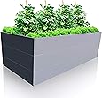 GARTENDEK Hochbeet aus verzinktem Metall für Garten 200x100x63 cm sehr Stabil - Premiumqualität Stahl, Grau, Rechteckig. Blumenhochbeet Gartenbeet für Kräuter und Gemüse, Langlebig