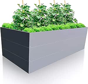 GARTENDEK Hochbeet aus verzinktem Metall f&uuml;r Garten 200x100x63 cm sehr Stabil - Premiumqualit&auml;t Stahl, Grau, Rechteckig. Blumenhochbeet Gartenbeet f&uuml;r Kr&auml;uter und Gem&uuml;se, Langlebig