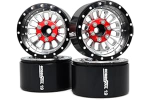 hobbysoul RC ajustable 4 negativos Offset 1,9 Beadlock ruedas ancho 31 mm llantas negro plata para Crawler Trail TRX-4 SCX10 Gen8 1:10 (4 unidades)