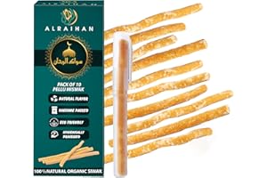 Al Raihan Miswak Wooden Tooth Brush - Original Siwak Arabian Traditional Toothbrush for Clean Healthy and White Teeth Cleaning Disinfecting Natural Toothbrush || Pack of 10…