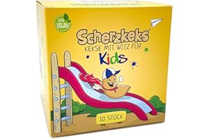‎SCHERZKEKS Scherzkeks Kids | 10 Kekse mit Witz für Kids, 10er Box Glückskekse mit kindgerechten Scherzfragen zu Kindergeburtstag, Familienfeiern, Schulanfang, Einschulung