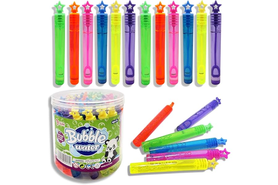 Ram Bubbles For Kids, Pack of 48 Bubble Wands With 5ml of Bubble Mixture, Fun Garden Toys For Kids, Party Bag Fillers For Birthday Parties, Gifts For Girls Boys 3+