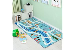 BOOOOOM JACKSON Kids Rug Play Mat for Toy Cars Fun Country Rugs with Roads for Bedroom and Kidrooms Car Mat Great for Playing