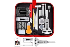 XOOL Kit de Herramientas de Reparación de Relojes de 151 Piezas, Incluye Abridor de Caja Ajustable, Perforador de Correas, Herramienta para Barras de Resorte, Removedor de Enlaces, Pinzas y Más