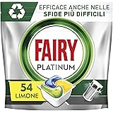 Fairy Platinum Detersivo Pastiglie Lavastoviglie, Brillantante, 54 Capsule Lavastoviglie, Limone, con Sistema Di Prelavaggio 