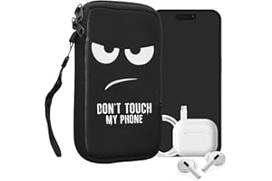 kwmobile Neoprenowy rękaw na smartfon rozmiar L - 16.5 cm - etui amortyzujące wstrząsy - ochronna torba na telefon - Don't Touch My Phone White/Black