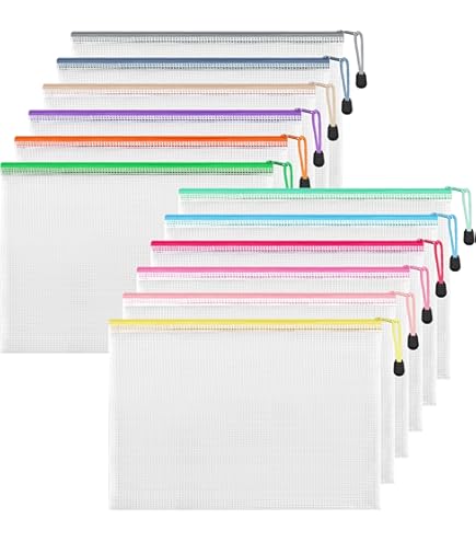YXHZVON A4/A5/A6 documententas, 15 stuks, waterdichte documentenmappen met ritssluiting voor school, kantoor, ritsvak voor tijdschriften, documenten, zwarte bestandsorganizer