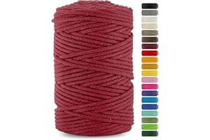 Netuno cordón de algodón con núcleo de algodón Color Rojo Burdeos 5mmx100m Cuerda Natural Hilo para Macrame atrapasueños decoración artesanía Bricolaje hogar Plantas Crochet Joyas jardín Bolso