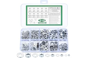 YOUYIDUN 510 Pz M2 M3 M4 M5 M6 Dadi Esagonali e Rondelle Piatte: 255 Set di dadi Esagonali in Metall, 255 rondelle per Viti Barra Filettata, Dadi Bloccaggio, Rondelle e Dadi per Bulloni Viti