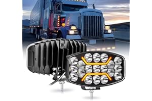 CO LIGHT Feux LED 10 Pouces 75W 35000LM Spot Flood Combo LED Camion Longue Portée avec Feux De Jour Ambre et Blanc Phare de Travail pour Camion 4x4 Tracteur BTP 12V 24V Certifié IP68 ECE 1 pièce