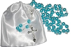 Amelia Mae First Holy Communion Rosary Beads – Beautiful 1st Communion Keepsake Present - Gorgeous Girls or Boys Gift Set. Excellent Quality Five Decade Rosary