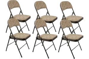 META FURNITURE Meta Steel Frame with Fabric Seat Padded Office Work Study Party Dining Folding Chair (6, Beige)