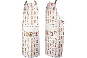 SPOTTED DOG GIFT COMPANY Apron for Women Men with Pocket, Kitchen Apron for Cooking Baking, Cute Dogs Themed Kitchen Accessories & Kitchenware Gifts for Dog Lovers, 100% Cotton, 95cmx70cm (Happy Dogs)
