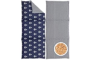 ‎HERBALIND Herbalind XL Kirschkernkissen Nacken Schulter 3000 Kirschsteine - Handmade in Germany - 100% Baumwolle Wärmekissen für Mikrowelle, 3 Kammer Körnerkissen - Geschenk Herren, 50x20 cm, 900g Anker