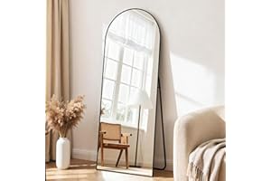 Vortisys Ganzkörperspiegel 165 x 60 cm, Rahmen aus Aluminiumlegierung, Hartglas, gewölbter Standspiegel Großer Spiegel für Schlafzimmer, Garderobe, Schwarz