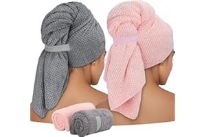 ytorgr Paquete de 2 Toallas de Microfibra para Cabello Largo, Turbante Grande Toalla de Secado rápido súper Absorbente Medida 60x100 cm