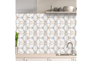 AREDE 32 Pz Adesivi per Piastrelle Bagno e Cucina 15 x 15 cm Autoadesivo Decorazione Adesivo murale in PVC Impermeabile Adesivi Parete mattonelle mosaico stile / T1026