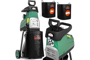 GARDEBRUK® Trituratore Elettrico Silenzioso a Rullo 3100W Biotrituratore Sacchi di Raccolta 2x60L Tritatutto da Giardino