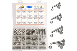 huruirui Schrauben Muttern Set, M3 M4 M5 M6 Bolzen, 304 Edelstahl Sechskantschrauben Muttern und Schrauben Kit Hexagon Edelstahl Maschinenschrauben mit Aufbewahrungsbox 320PCS