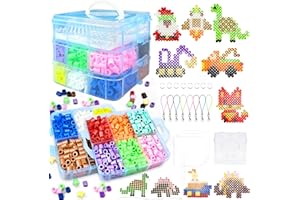 KIFHCMPR Fuse Beads Kit for Kids-12 Colors 10mm Bead Craft Set with Storage Box, Pegboard, Ironing Paper and Accessories, DIY Craft Kits, Arts and Crafts Set Toys Gifts for Girls & Boys Birthday Christmas