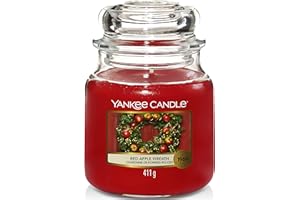 Yankee Candle Candela profumata in giara media | Red Apple Wreath | Durata Fino a 75 Ore