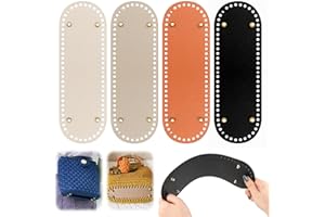 TDUNSYA 4 Pezzi Fondo per Borse Uncinetto, Ovali Fondo Borsa in Pelle Pu, PU Base Borsa Gancio per Borsa, Tappetino per Uncinetto Ovale Base, per Sacchetto a Maglia, Borsa a Tracolla Fai Da Te (30x10cm)