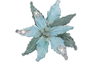 Briful 4 Stücke Weihnachtsstern Christbaumschmuck Kunstblumen Weihnachtsblumen Glitter Poinsettia Kunstzweig Weihnachtliche Dekoration Weihnachtsbaum Neujahr Ornamente