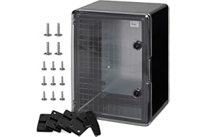 Carcasa para Armario de Pared, IP65, Carcasa Industrial, Carcasa vacía, plástico ABS, Placa de Montaje, Cierre BOXEXPERT Serie Fleet, Diferentes tamaños, Color Negro Transparente (400 x 300 x 220 mm)