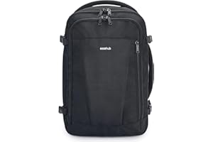 ECOHUB Plecak Podróżny Easyjet 45x36x20, Torba Kabinowa pod Siedzeniem, Bagaż Podręczny z 13 Kieszeni, Eco Friendly PET Plecak Podróżna do Samolotu 30L, Wodoodporny Cabin Bag Damski i Męski(Czarny)