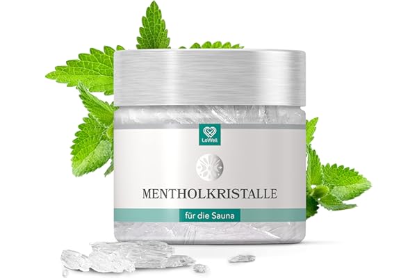 LoWell® 50g Cristaux de menthol 100% menthe pure - Idéal comme infusion pour le sauna dans une boîte refermable - Menthol