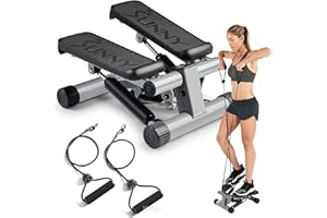 SUNNY HEALTH AND FITNESS Sunny Health & Fitness Mini Steppers for Exercise at Home, Stair Step Workout Machine, Full Body Cardio Equipment, with Optional Twist Motion, Resistance Band and Free SunnyFit App Connection