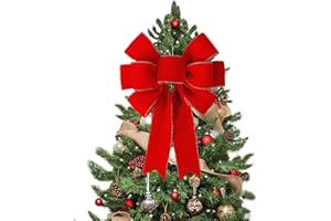 QIZHIQIAMY Lazos Arbol Navidad Lazo Rojos Grandes Terciopelo Árbol Navidad Lazos para Arvore de Natal Adornos Navideña para Decoracion Interiores y Exteriores, como Puertas, Ventanas y Chimeneas