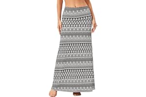 Durio Rock Maxirock Lang Damen Rock Weich Damenrock Freizeitrock mit hohem Bund Skirt Elastisch