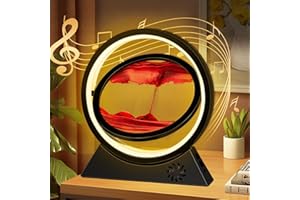 BuzzoXerex Sandbilder Zum Drehen, Fließende Sandmalerei mit LED Licht, Bluetooth Fähig 10 Zoll Bewegende Sandkunst 3D Dynamische Sandbild für Büro Wohnzimmer Schreibtisch (Schwarz-Rot)