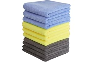 BERYRIS Microfibre cloth -Microfibre cleaning cloth , - 10 Pack Microfiber Cloths for Home, Office, Industrial, and Car Cleaning - 32x32cm Size - multi-colour