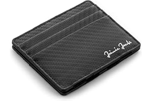 JAIMIE JACOBS Portafoglio Magico, Magic Wallet Flap Boy Slim - l'Originale - Protezione RFID, Portafoglio Uomo Piccolo, Porta Carte di Credito Ragazzo, Porta Tessere Slim (Carbonino)