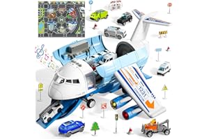 BLmukce Airplane Toy with Unique Spray Effect, Lights & Music, Friction Powered Wheel - Fun Educational Play Set for Boys and Girls Ages 3-6 Years Old, (Blue)
