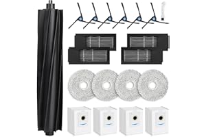 NIXOOT Zestaw 20 akcesoriów do ECOVACS DEEBOT X2 OMNI robot odkurzający, części zamienne, 1 szczotka główna, 4 podkładki do wycierania, 4 worki na kurz, 4 filtry z węglem aktywnym, 6 szczotki boczne,