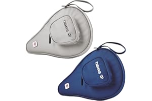 Tibhar Table Tennis Bat Case Hong Kong with Ball Compartment Table Tennis Racket Bag for up to 2 Bats Table Tennis Bat Protective Cover Grey Navy