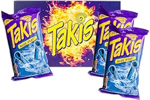 Takis Blue Heat – Confezione da 3 (3 × 100 g) – tortilla chips arrotolate extra croccanti al gusto intenso di peperoncino e lime – colore blu, sapore audace