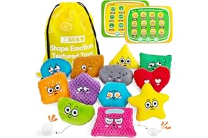 Inbeby Sensory Bean Bags, 12 Fidget Sensory Toys with Emotion Cards for Autism, Texture Shape Sensory Bean Bags, Sensory Toys for Toddlers Kids Sensory Play Tactile Emotions Face Feelings
