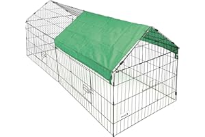 MaxxPet Enclos Lapin - Métal Extérieur - Cage Lapin Intérieur ou Extérieurs - Parc Clapier à Lapin - Toit Amovible + Bache Protection UV Inclus - 220x103x85 cm - Cage Cochon d'Inde - Vert