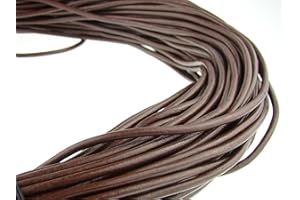 esnado Cordon en cuir rond - 4 mm - Longueur : 10 m - Marron - Pour la fabrication de bijoux, les projets de bricolage et les loisirs créatifs