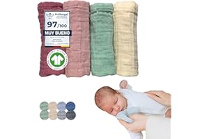 FURORA BABY Muselinas Bebe Algodon 25x25 (muy suaves - organico ecologico GOTS + OEKO TEX 100 - barra de lavado a 60°) Muselinas Bebe pequeñas, Gasas Bebe Recién Nacido, toallas muselinas mantas